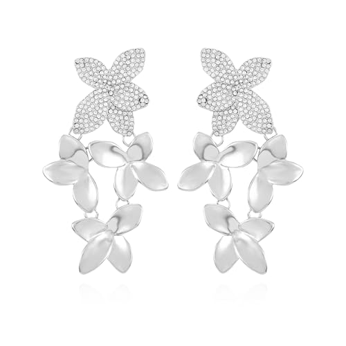 GUESS Silberfarbene Kristallstein-Blumenohrringe von GUESS