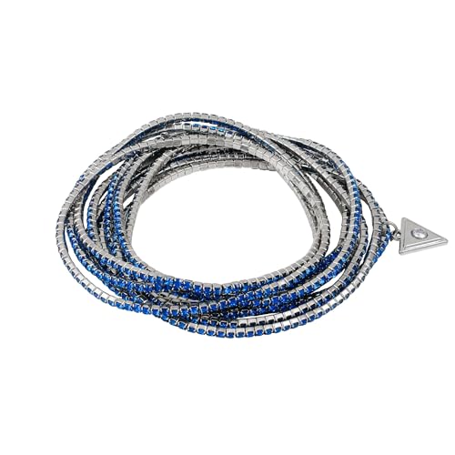 GUESS Silberfarbenes 10-teiliges Armband-Set mit blauen Strasssteinen von GUESS