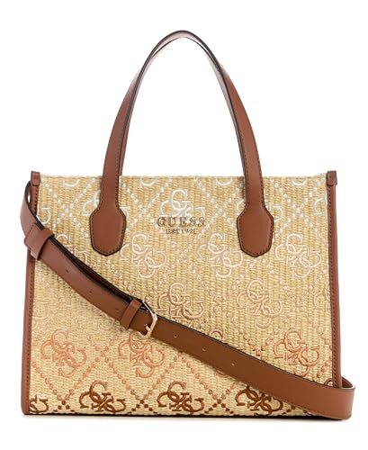 GUESS Silvana Two Compartment Tote Cognac Logo von GUESS