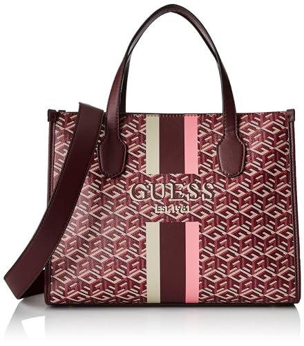 GUESS Damen Silvana 2 Fächern Tragetasche, Griffe Oben, Merlot-Logo von GUESS