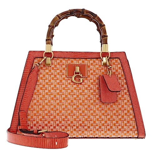 GUESS Stephi Bamboo Satchel Bag Orange Logo von GUESS