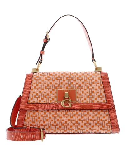 GUESS Stephi Girlfriend Flap Satchel Bag Orange Logo von GUESS