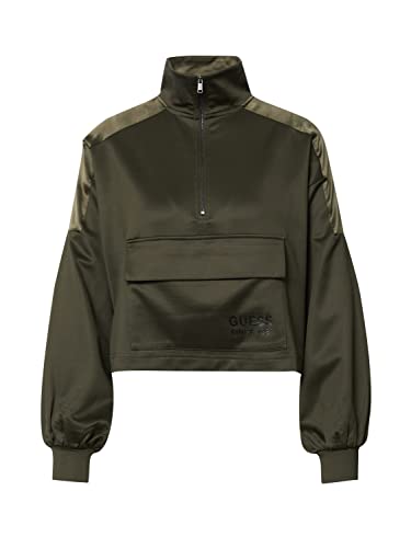GUESS Sweatshirt Fronttasche Satin, Laila Sweatshirt, W2BQ19KB7K2-G8X8, Grün, S von GUESS