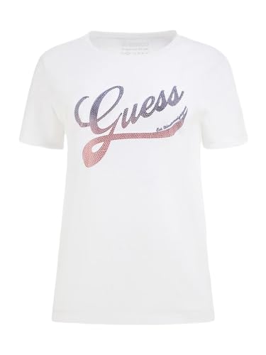 GUESS T-Shirt Kurzarm mit Strass-Logoaufdruck, uni(g (011)), Gr. S von GUESS