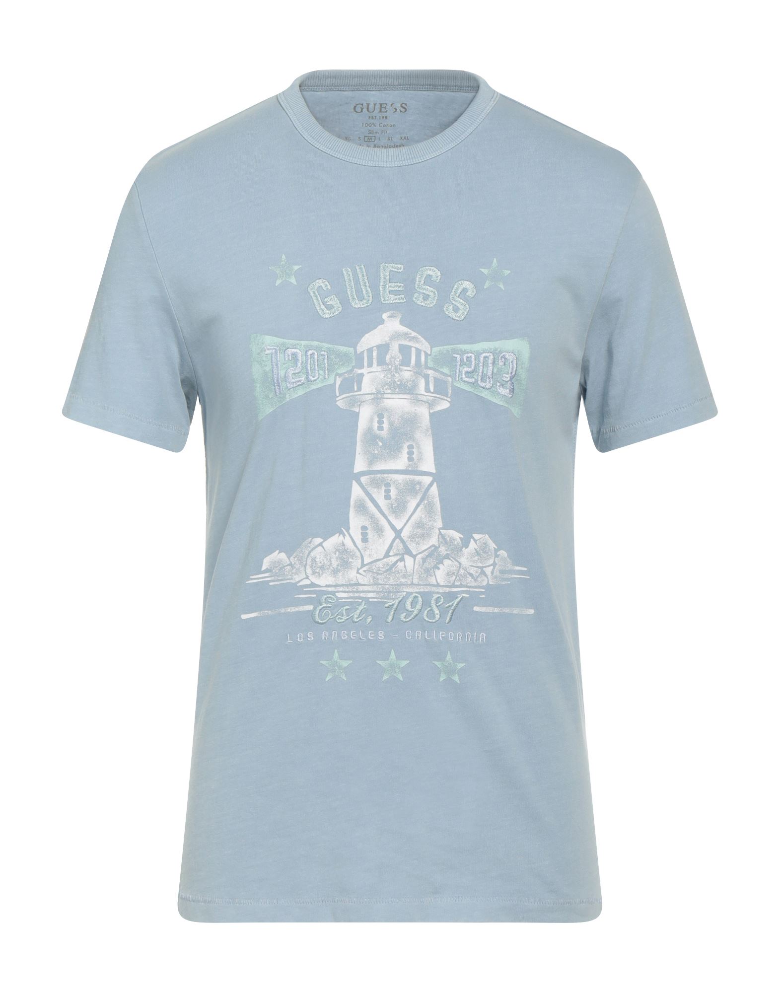 GUESS T-shirts Herren Hellblau von GUESS