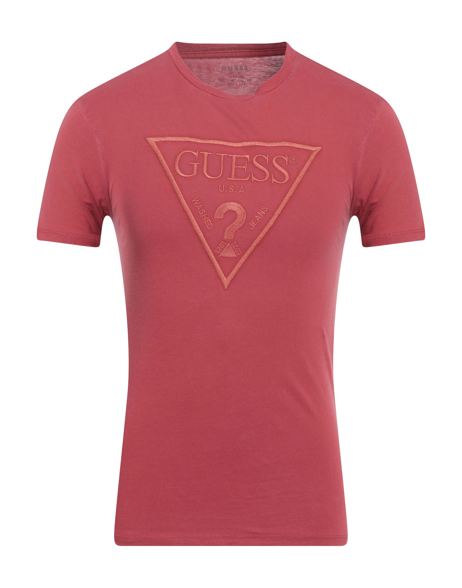 GUESS T-shirts Herren Ziegelrot von GUESS