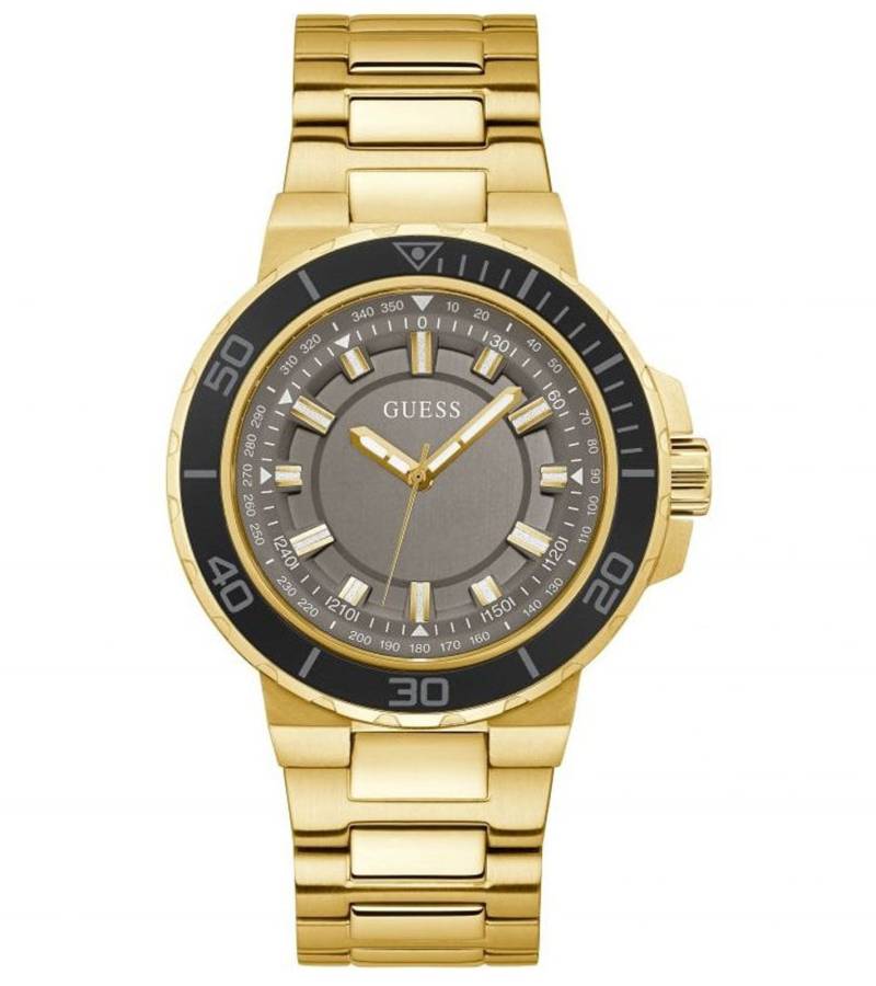 GUESS Track Herren Armband-Uhr mit Wasserdichtigkeit 5 ATM Quarz-Uhr 44mm Edelstahl-Uhr GW0426G2 Gold von GUESS