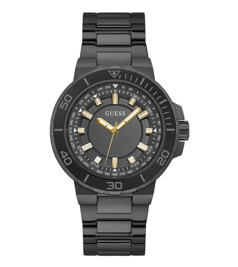 GUESS Track Herren Armband-Uhr mit Wasserdichtigkeit 5 ATM Quarz-Uhr 44mm Edelstahl-Uhr GW0426G3 Schwarz von GUESS