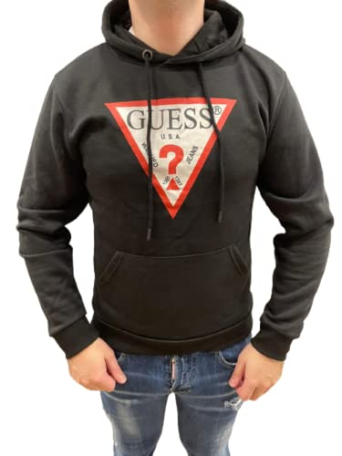 GUESS Triangle Logo Herren Hoodie (as3, Alpha, s, Regular, Regular, Schwarz) von GUESS