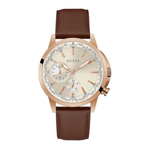 GUESS US Herren Brown Leather Multifunction Watch von GUESS