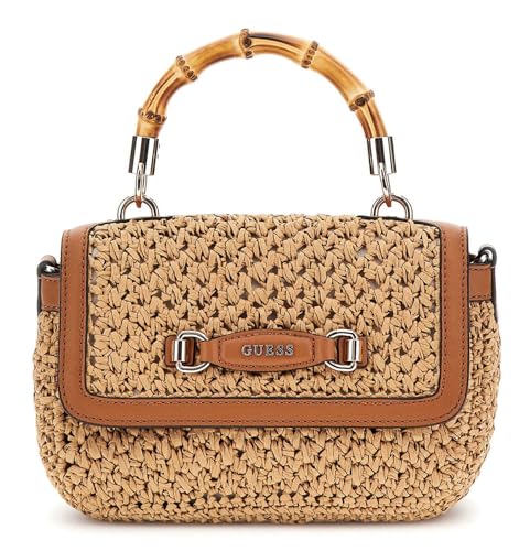 GUESS Umhängetasche Siria Top Handle Flap Bag Natural/Caramel hellbraun GUESS Umhängetasche Siria Top Handle Flap Bag Natural/Caramel hellbraun von GUESS