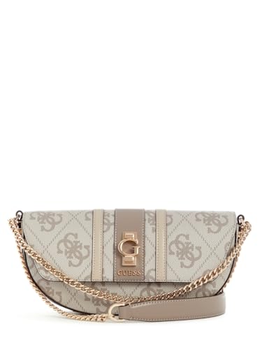 GUESS Umhängetasche mit Monogramm, goldene Kette, Grau von GUESS