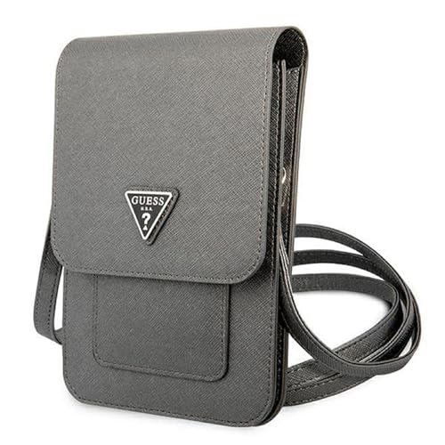GUESS Unisex Borsa Guwbsatmgr Grigio Saffiano Triangle Phone case, Schwarz von GUESS