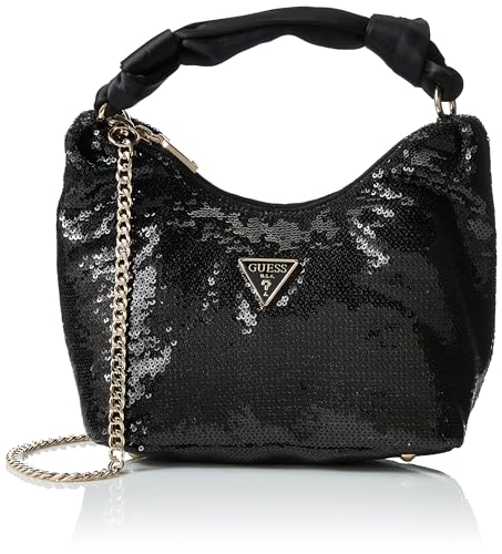 GUESS Damen Velina Hobo Abend, Pailletten, Schwarz von GUESS