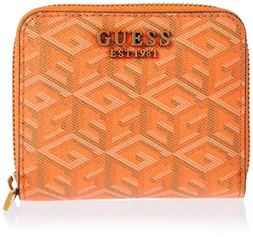 GUESS Women Laurel SLG Small Zip Around Bag, Orangefarbenes Logo von GUESS