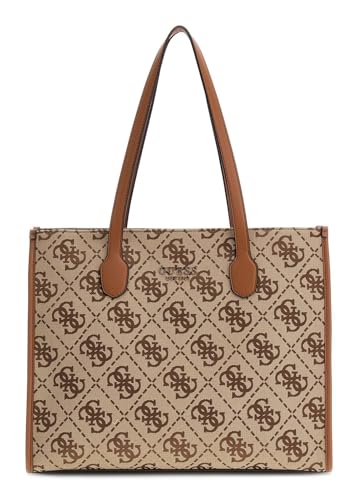 GUESS Women Silvana Girlfriend Tote Hand Bag, Latte Logo von GUESS