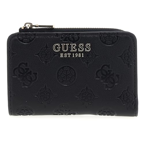 GUESS Women Zarela SLG Zip Arnd Card Case Wallet, Black Logo von GUESS