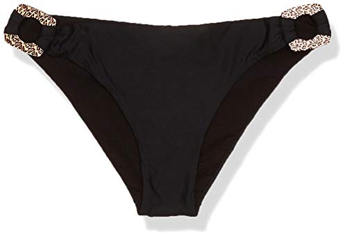 GUESS Women's Brief Bikini Bottom with Leopard Detail, Jet Black, S von GUESS