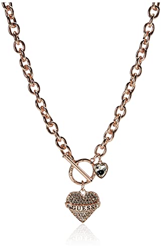 GUESS Women's Pave Heart with Logo Banner Pendant Toggle Necklace von GUESS