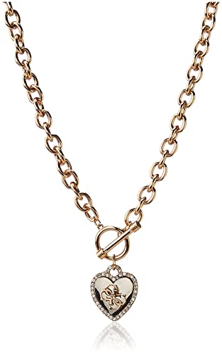 GUESS Womens Pave Framed Heart Toggle Necklace with 4 G Logo Silver/Gold/Crystal One Size von GUESS