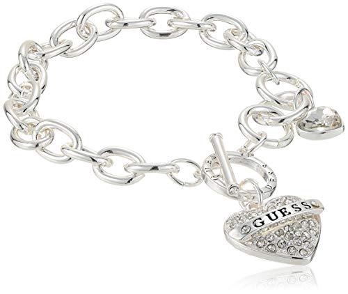 GUESS Womens Pave Heart with Logo Banner Charm Toggle Bracelet von GUESS
