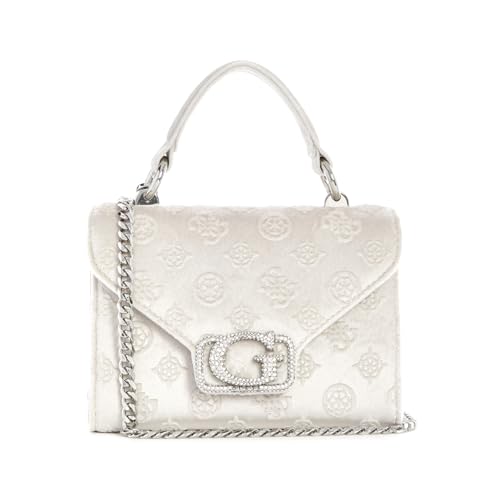 GUESS Zalina Mini Top Handle Flap Cream White Logo von GUESS
