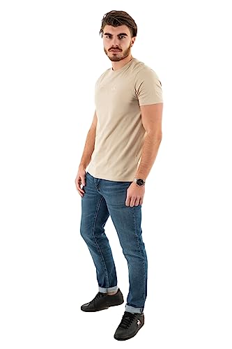 GUESS Besticktes Logo-T-Shirt, SS Classic PIMA EMB, M2BP47K7HD0-NMD, Beige, L von GUESS