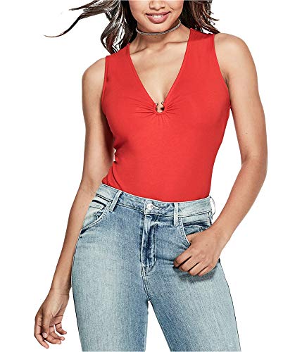 GUESS Catrina Damen ärmelloser Body, tiefes Plunge - Rot - Mittel von GUESS