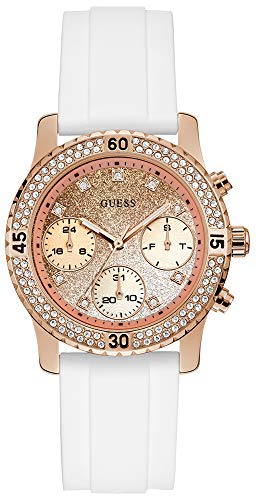 Guess Damen Analog Quarz Uhr mit Gummi Armband 8.43124E+12 von GUESS