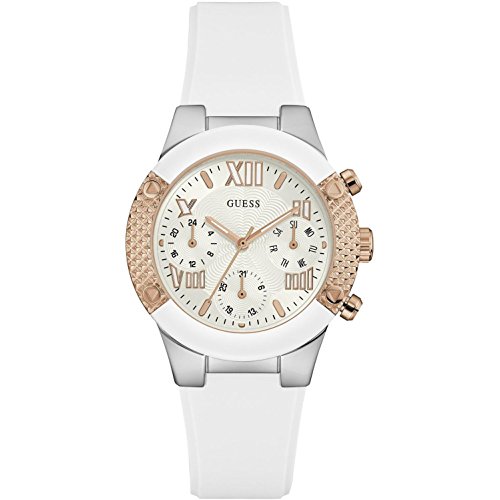 Guess Damen Analog Quarz Uhr mit Silikon Armband W0773L1 von GUESS