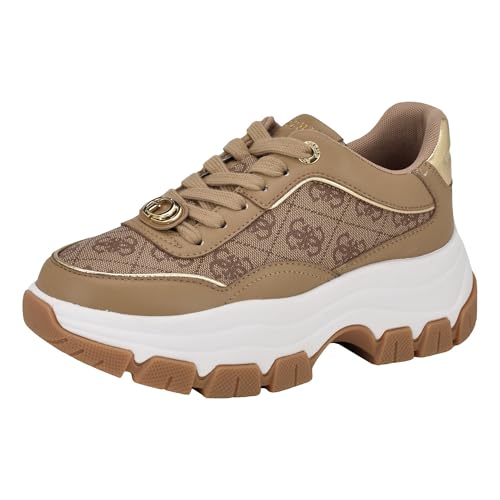 Guess Damen Berrett Sneaker, Light Natural Logo 111, 39 EU von GUESS