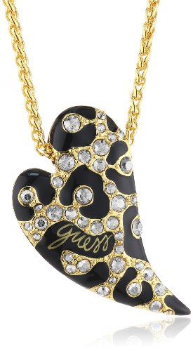 Guess Damen-Collier Edelstahl vergoldet Emaillel schwarz Kristalle UBN70201 von GUESS