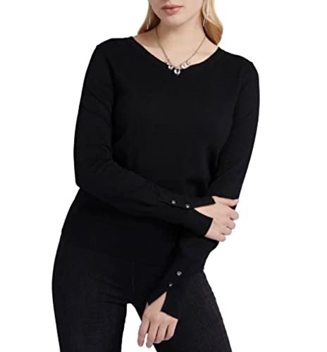 Guess Damen GENA VN LS SWTR Pullover Sweater, Schwarz, S von GUESS