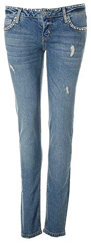 Guess Damen Jeans Jeanshose Beverly Skinny Ultra Low Strass (blau, W27/L31) von GUESS