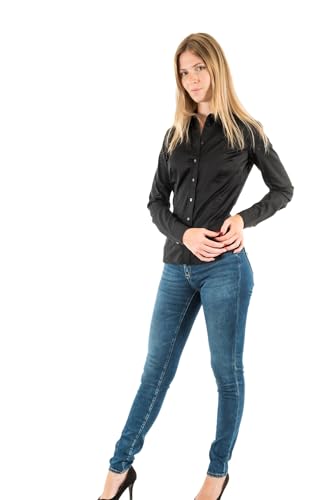 Guess Damen LS CATE Button Down Shirt, Schwarz, L von GUESS