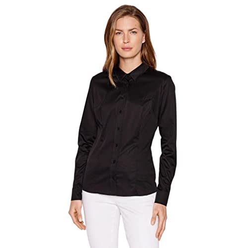 Guess Damen LS CATE Button Down Shirt, Schwarz, M von GUESS