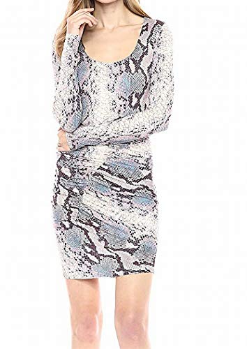 GUESS Damen Long Sleeve Cierra Dress Kleid, Python Fever Print Antenne, Blau, Mittel von GUESS