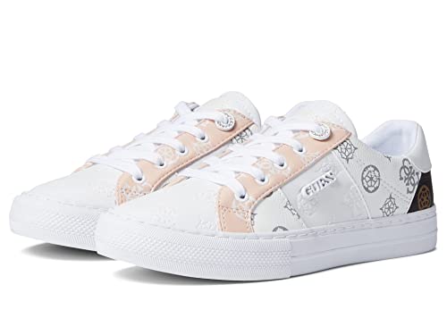 GUESS Damen Loven Sneaker, Weiß/Pink, 36 EU von GUESS