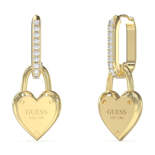 Guess Damen-Ohrringe Creolen Herz-Schloss Huggies Goldfarben JUBE04213JWYG von GUESS