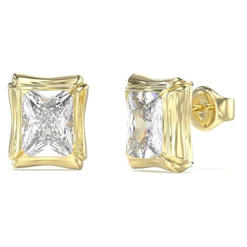 Guess Damen-Ohrringe aus der Bamboo-Kollektion. Schmuck aus Stahl in der Farbe Gelbgold. Ohrstecker mit Kristallen. Schmuckgröße: T/U. Die Referenz ist JUBE05174JWYGT/U von GUESS