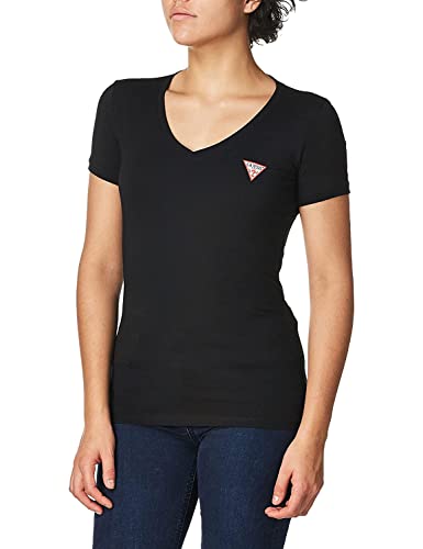 Guess Damen SS VN Mini Triangle T-Shirt, Schwarz/Weiß/Rot, XS von GUESS