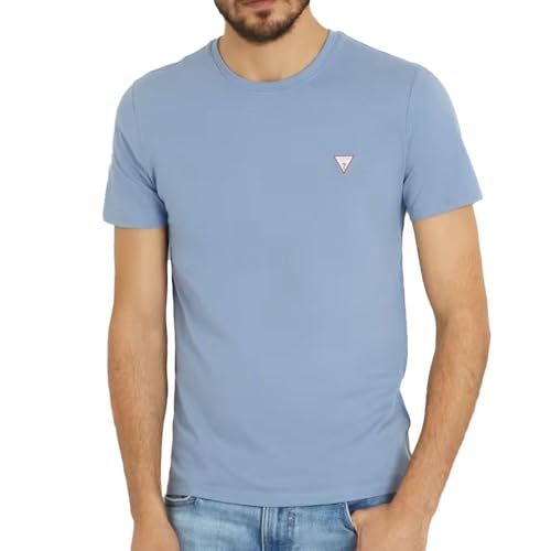 Guess Herren T-Shirt Baumwolle Jersey Stretch Logo Triangel Basic M2YI24J1314 Größe L Hauptfarbe Avion, blau von GUESS