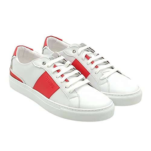 GUESS Herren TODI Low CARRYOVER Sneaker, Weißer Cerise, 43 EU von GUESS