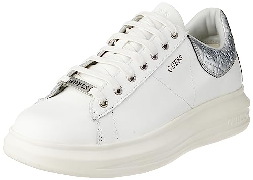 GUESS Herren VIBO Sneaker, Weißsilber, 45 EU von GUESS