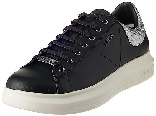 GUESS Herren VIBO Sneaker, schwarzes Silber, 43 EU von GUESS