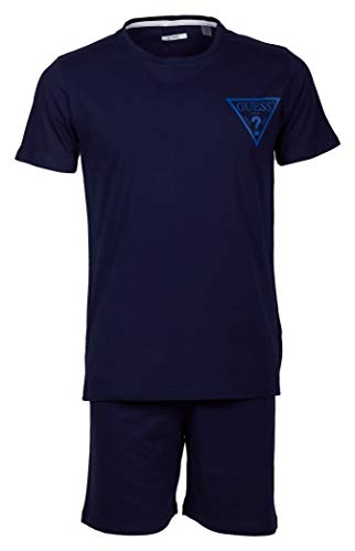 GUESS Herren Zweiteiliger Schlafanzug PJ Set Short (L, Duke Blue) von GUESS