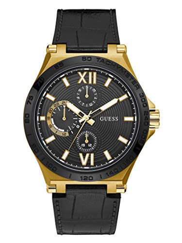 GUESS Herren analog Quarz Uhr mit Leder Armband GW0204G1 von GUESS