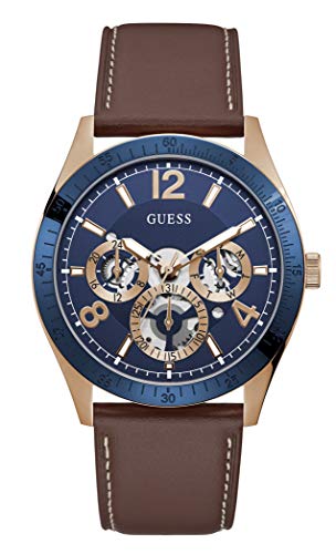 GUESS Herren analog Quarz Uhr mit Leder Armband GW0216G1 von GUESS