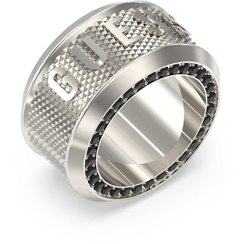 Guess Herrenring Schmuck aus Stahl Farbe Stahl. Ring Band mit Logo, Trendy Code JUMR05016JWST64 von GUESS