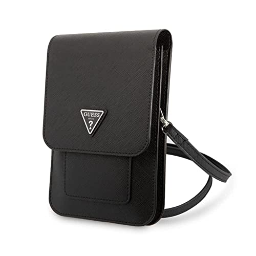 Guess Saffiano Handytasche mit Triangle Logo PU Schwarz von GUESS